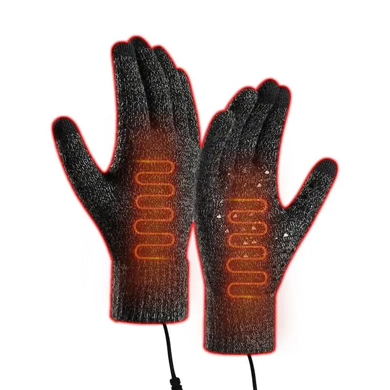 

1 Pair USB Heating Gloves Rechargeable Electric Heating Gloves Screen Touch Warm Gloves For Winter Outdoor Ski Riding Fishing