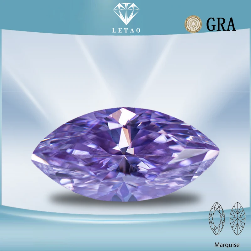 Moissanite Stone Gemstone Light Purple Color Marquise Cut  Lab Grown Diamond Charms Woman Jewelry Making with GRA Certificate