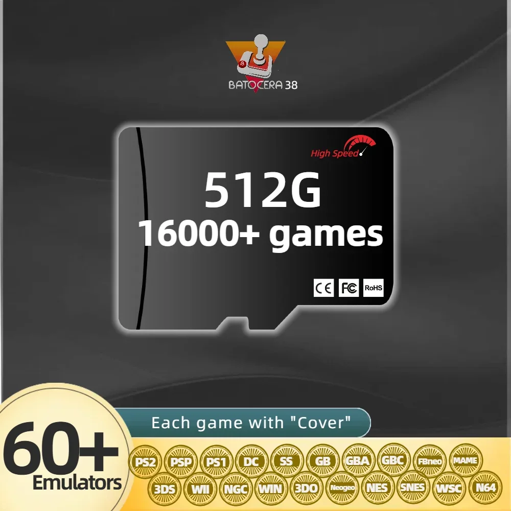  TF ī SSD  ũ, ÷  ÷ ޴ ڵ PC, Batocera 38 ý, 512G/1TB