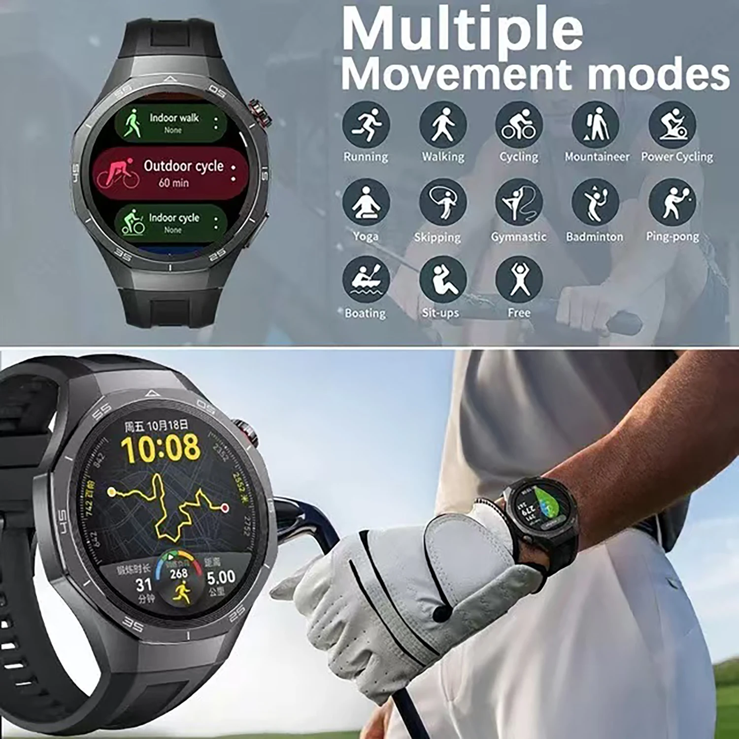 For Androi WATCH GT 5 Pro Smartwatch 2024 Hello HT32 46mm HD AMOLED 4GB ROM NFC GPS Compass Bluetooth Call Clock Smart Watch Men