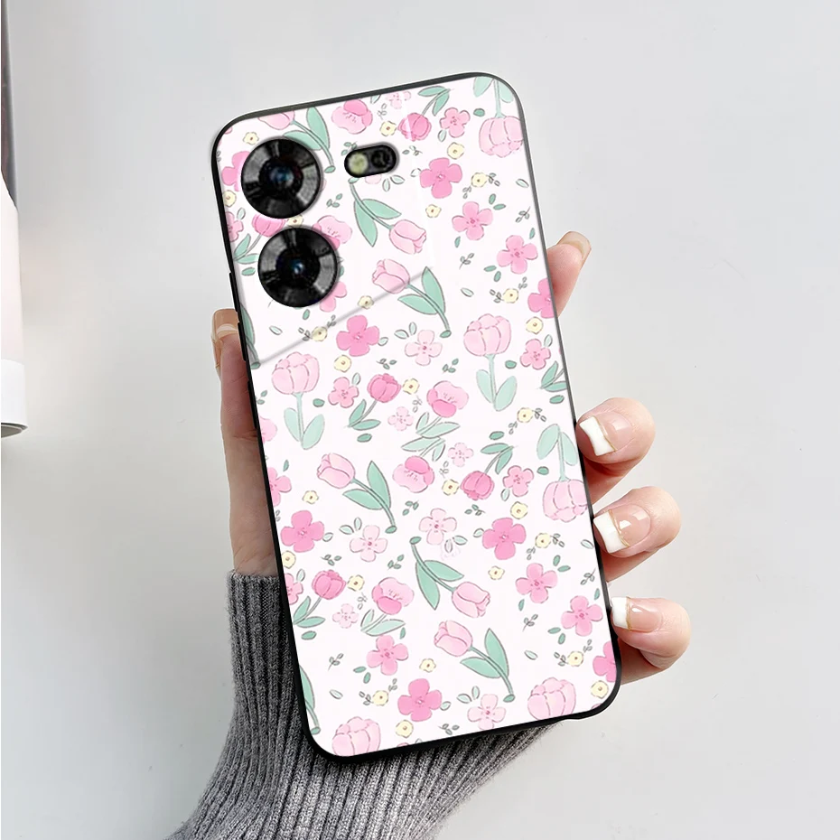 Stylish Black Silicone Phone Case with Pattern - Slim and Soft  Cover