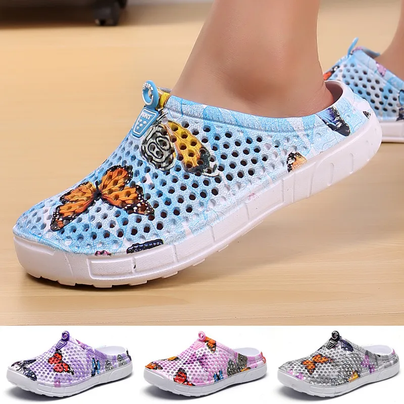 

Women's Slippers Summer Butterfly Prints Slides Flat Breathable Hollow Sandals Lightweight Refreshing Slipper Outside and Indoor