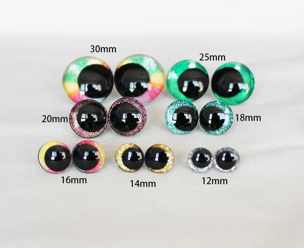 20pcs Strange eyes 12mm 14 16 18 20 25 30mm New Cartoon 3D glitter toy safety  eyes with black eyelash tray for doll -Q11 - AliExpress