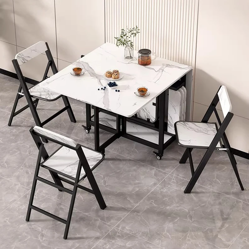 Tavoli da pranzo di lusso italiani Tavoli da pranzo moderni pieghevoli dal design unico Impermeabili Eleganti Muebles De Comedor Mobili per la casa - immagine 5