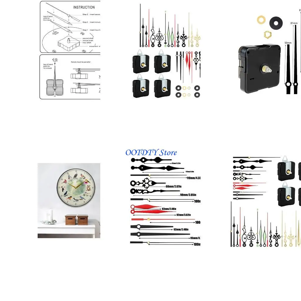 367A Craft Your Own Wall Clock with Quiet Quartzs Movement and 10 Pairs Hands Set