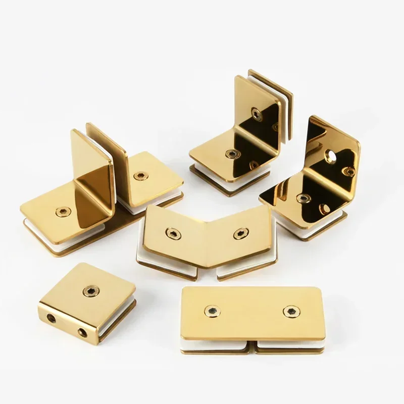 304 Stainless Steel Glass Clip Gold Fixed Bathroom Glass Door Fixed Code Corner Partition Shower Room Link Clip shower room glass clamp