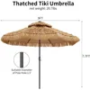 9 ft 2-Tier Solar Tiki Umbrella, 32 LED Ligths Hula Thatched Tiki Umbrella, Straw Umbrella, Pool, Patio, Beach 2