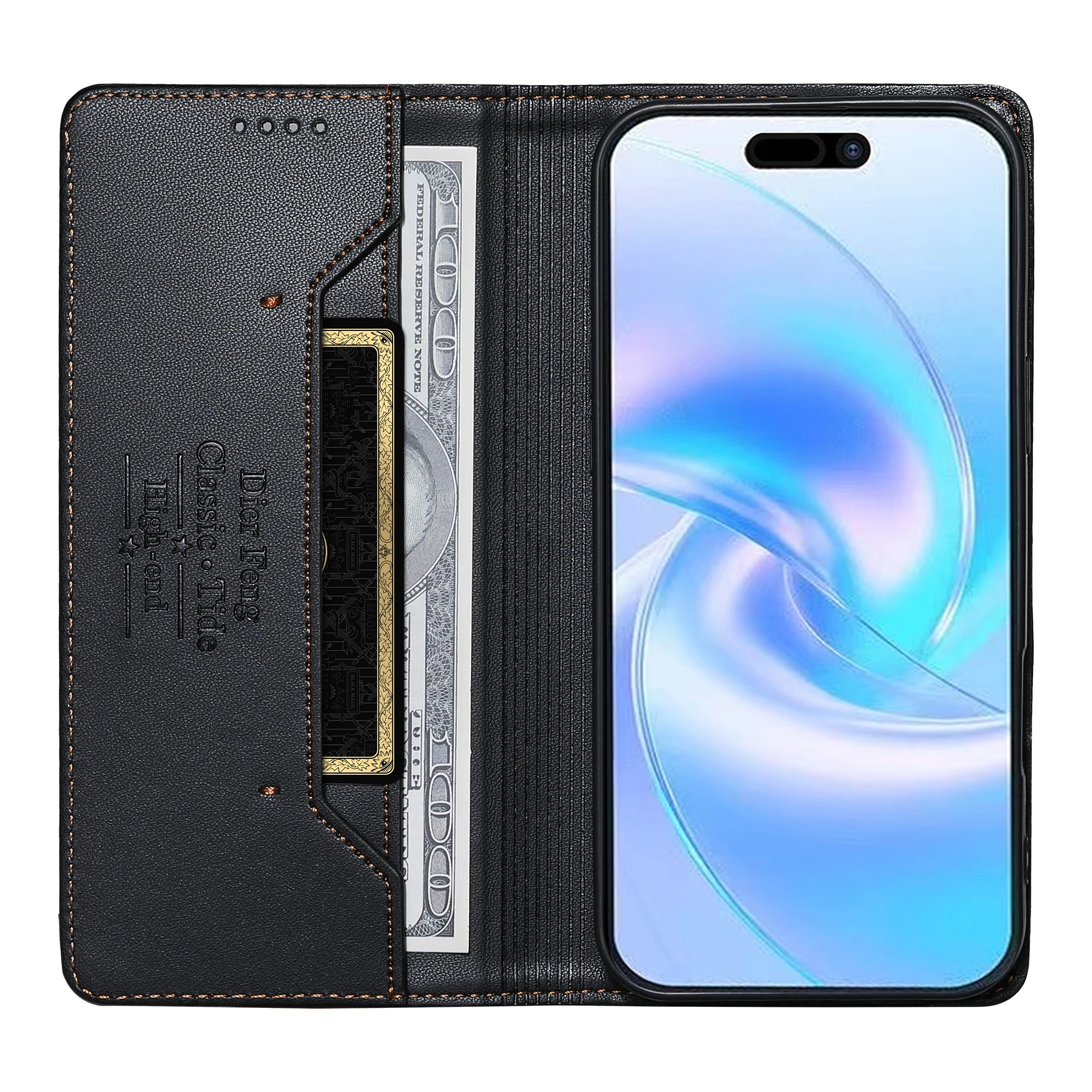 Leather Flip Phone Case with Magnetic Wallet Feature