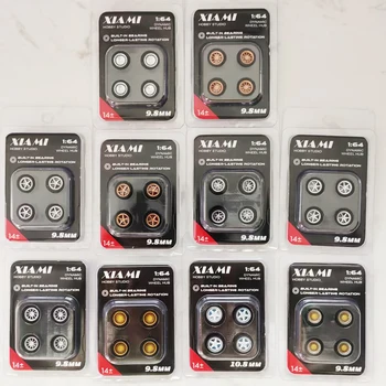 1/64 Car Model Bearing Wheels 9.8mm 10.8mm Rubber Tires W Brake Disc Caliper Axles Modify Spare Parts for 1:64 Cars 1