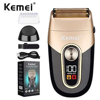 Kemei Rasoio Elettrico da Uomo Impermeabile Cordless Ricaricabile Barba Trimmer Rasoio Alternativo Barbiere Trimmer di Precisione Doppia Lama 1