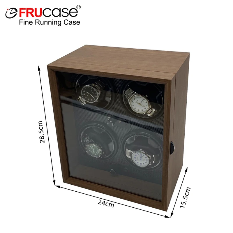 FRUCASE Wooden Watch Winder watch winder watch display case For Automatic Watches 4 Rolex Box Jewelry Display Collector Storage Wood grain with light