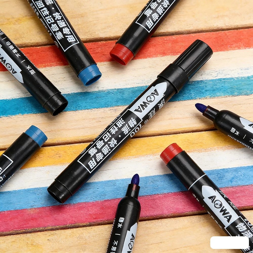 10 PCS 유성 방수 영구 마커 펜 빠른 건조 검정 파란색 빨간색 잉크 학교 사무용품 용품