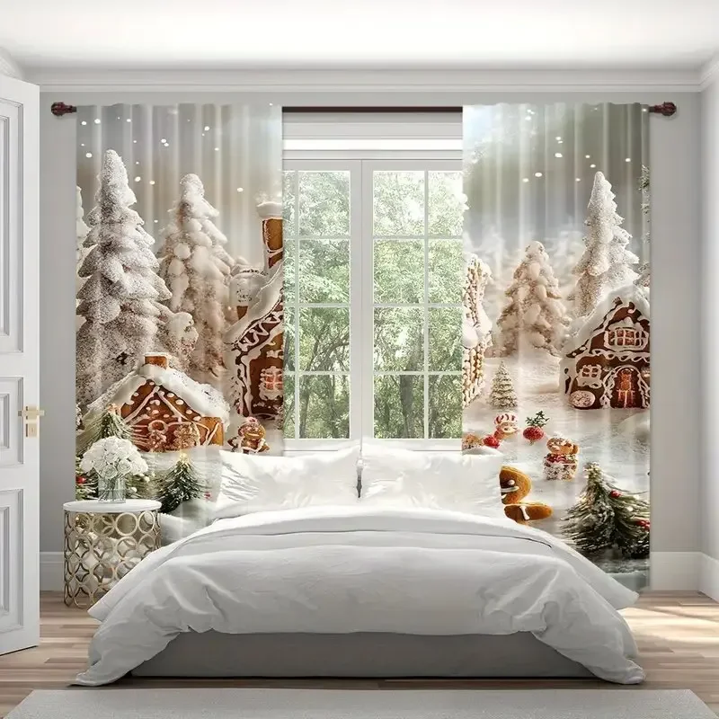 Snow Scene & Gingerbread Curtain Set 6