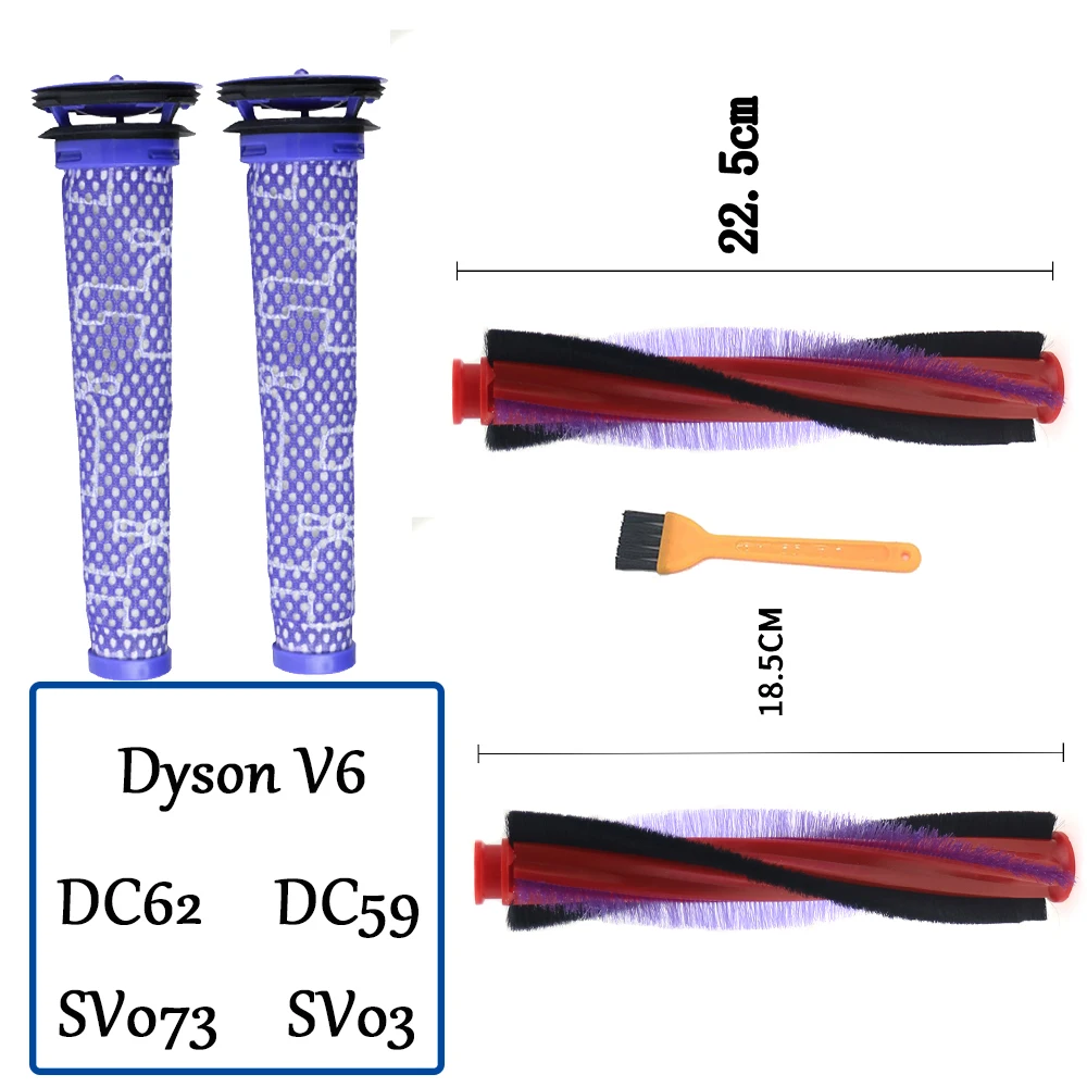 For Dyson V6 Animal Fluffy Cordless Vacuum Cleaner Bristle Roller Brush Bar Prefilter Replace