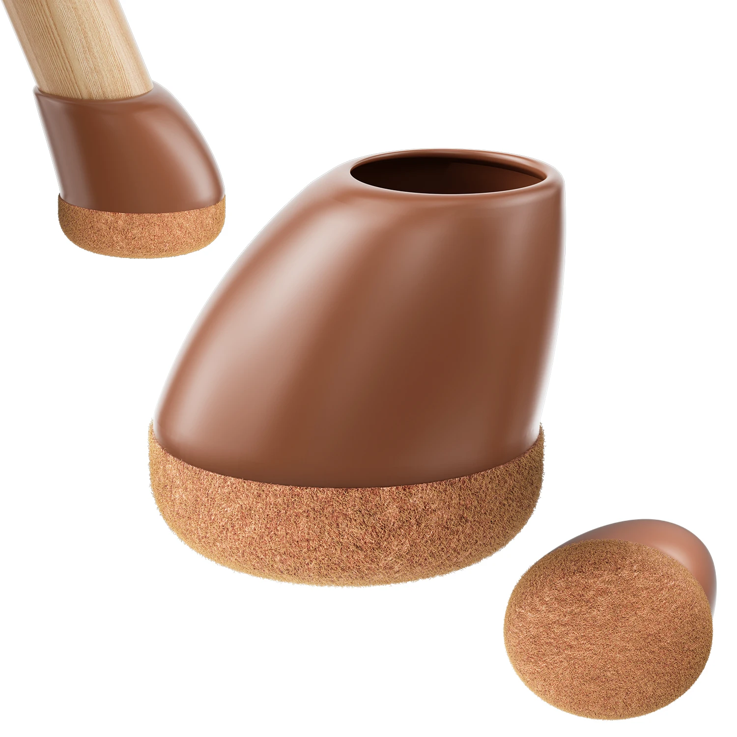 Enhanced Silicone Chair Leg Protectors with Noise-Reducing Felt Pads for Angled Legs (16-Pack)