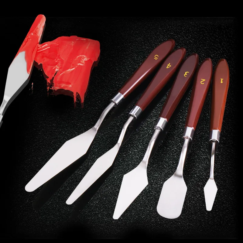 5pc Stainless Steel Oil Painting Knives Artist Crafts Spatula Palette Knife Oil Painting Mixing Knife Scraper Art Tools oil painting knife,oil painting scrapers