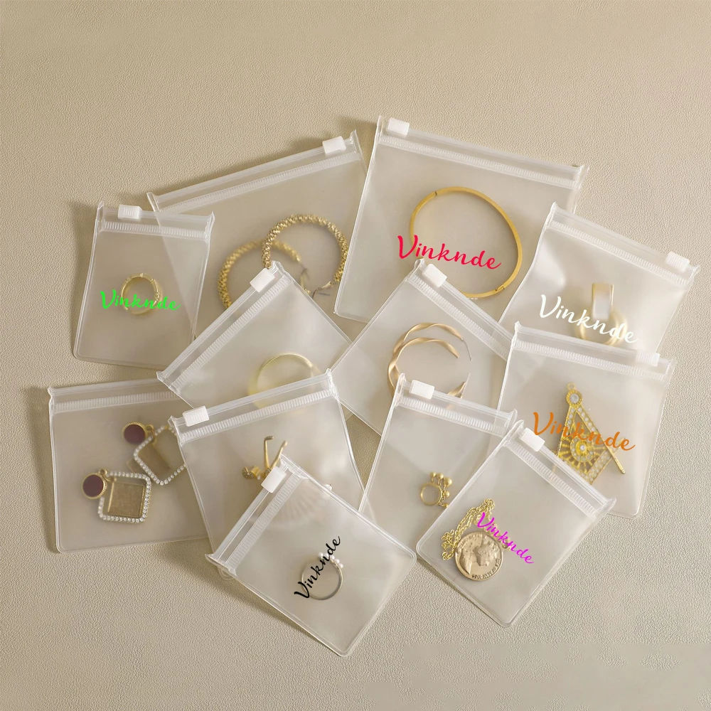 100Pcs 사용자 정의 로고 쥬얼리 EVA 지퍼 주최자 선물 가방 귀걸이 반지 펜던트 목걸이 팔찌 포장 서리로 덥은 자루