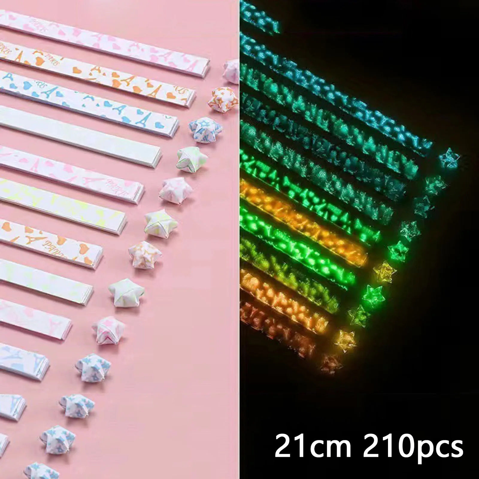 Origami Paper Craft Paper Handmade Craft Paper DIY Craft Materials 210PCS Luminous Origami Stars Paper Strips 10Colors