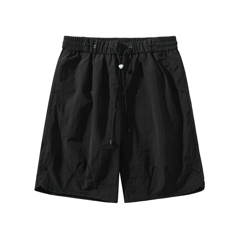 Men's Classic Shorts Solid-coloured Overalls Summer Lightweight Outdoor Pants Side Button Design Loose Shorts