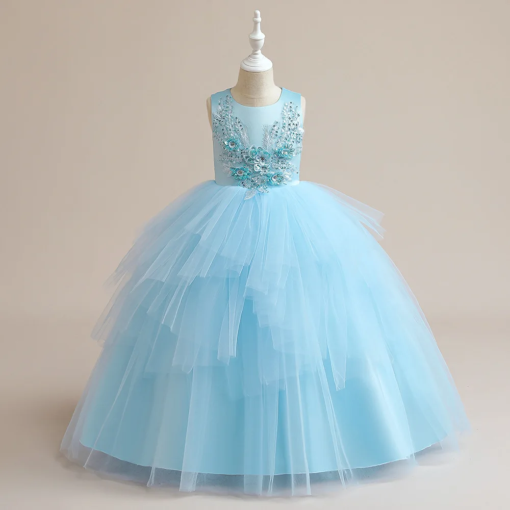 

Flower Girl Dress Forged Fabric Long Flower Girl Princess Dress Children's Piano Performance