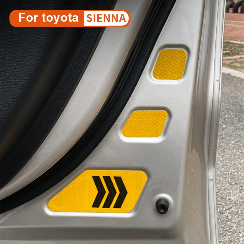 For Toyota Sienna 2021 2022 Door Reflective Sticker 8-piece Set Door Safety Warning Label Decorative Sticker Accessories