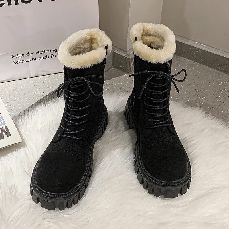 Women's Snow Boots Faux Suede New Large Size Thickening Warm Women Winter Boots Casual New Fashion Ankle Boots Botas De Mujer