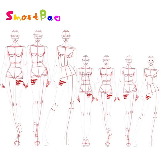 Fashion Figure Drawing Ruler Fashion Line Drawing Human Dynamic Template  for Clothing Design Humanoid Template Set