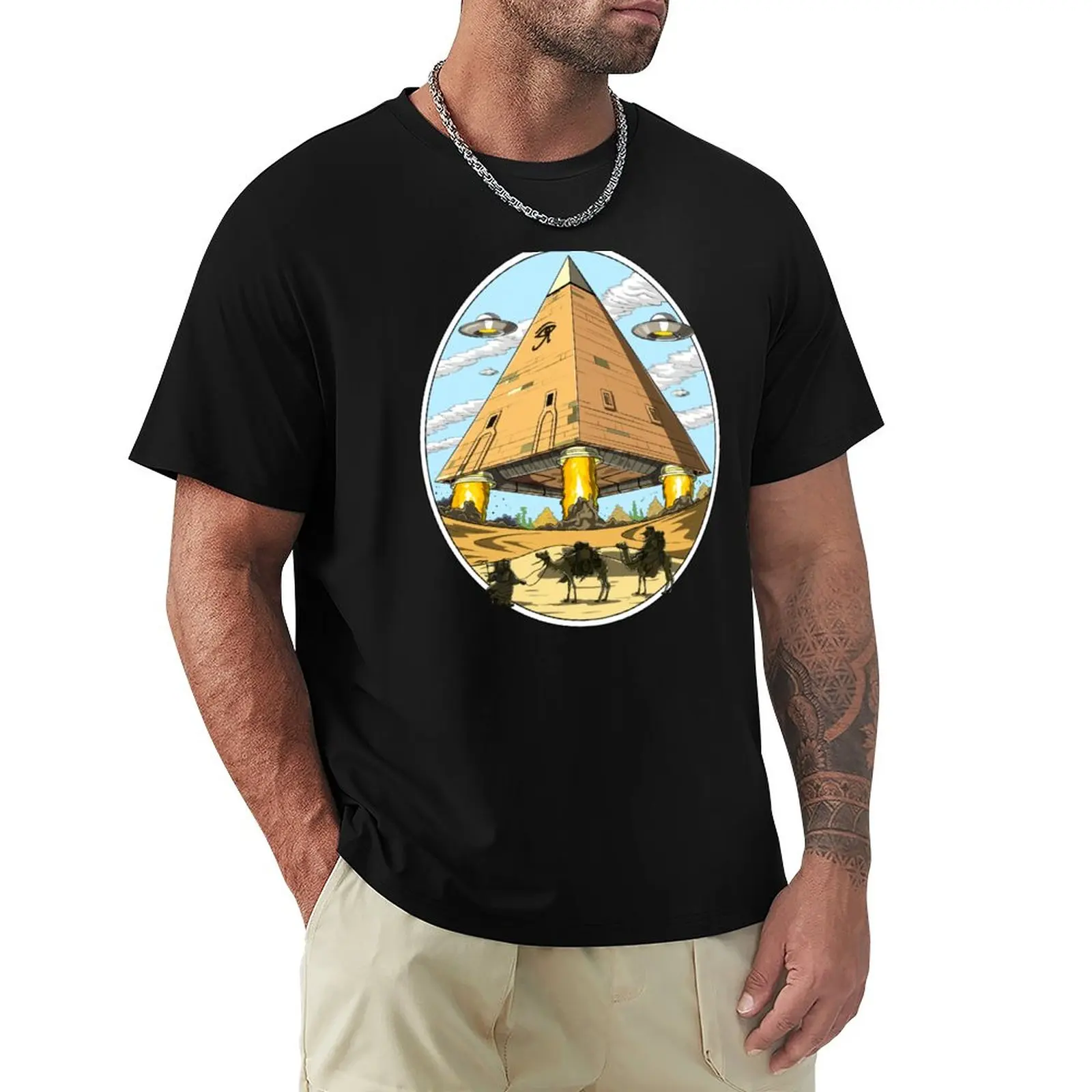 

Alien Egyptian Pyramids T-Shirt funnys boys animal print anime clothes Men's cotton t-shirt