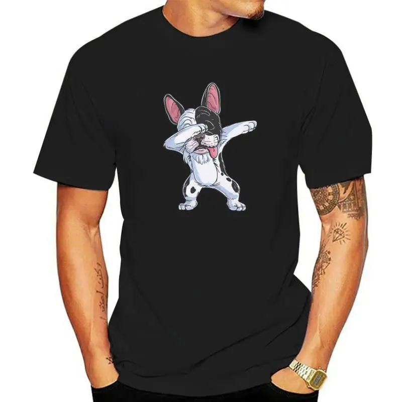 

Newest Men T-Shirt Funny Dabbing Dog Print French Bulldog Fashion Mens T Shirt Short Sleeve Basic Tee Shirts Cotton Tops Tshirts