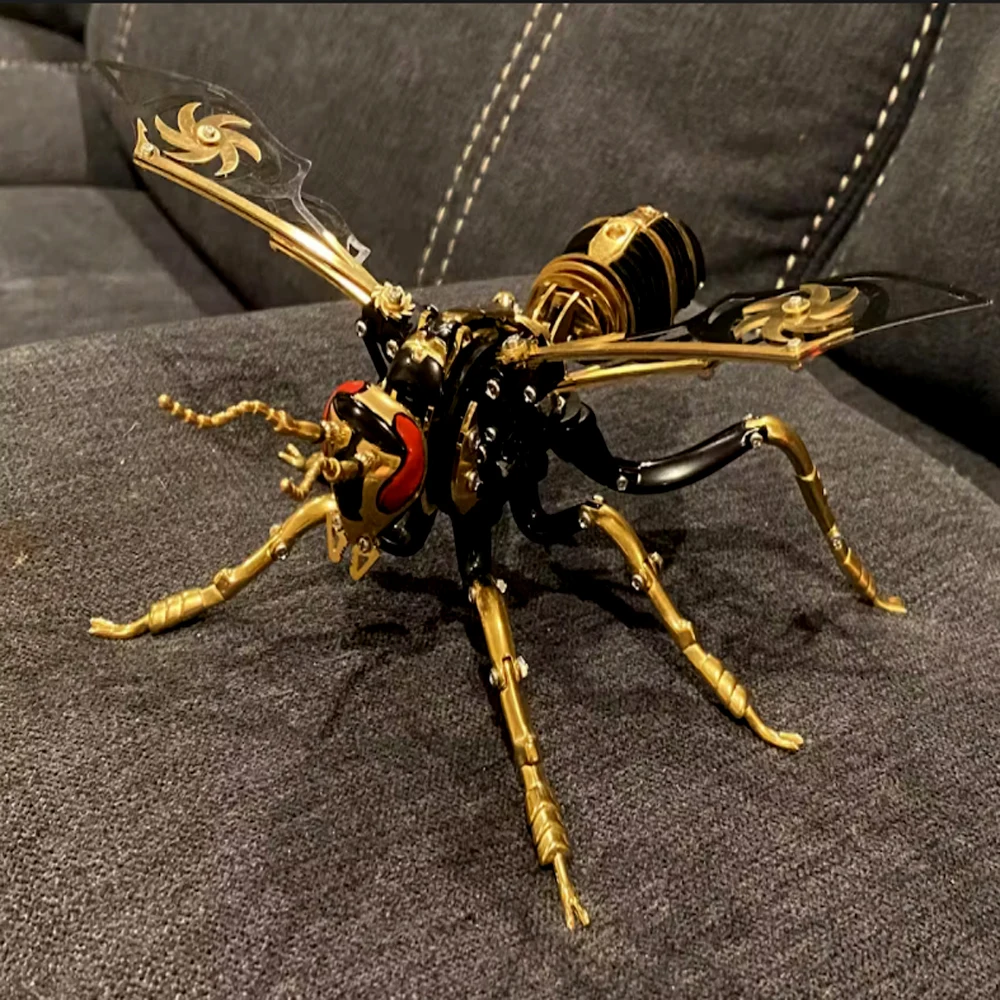 3D Wasp Stainless Steel Model Adult Assembly Kit Toy Anti-Stress Metal Mechanical Insect Animal Toys Christmas Gift for Kids 6