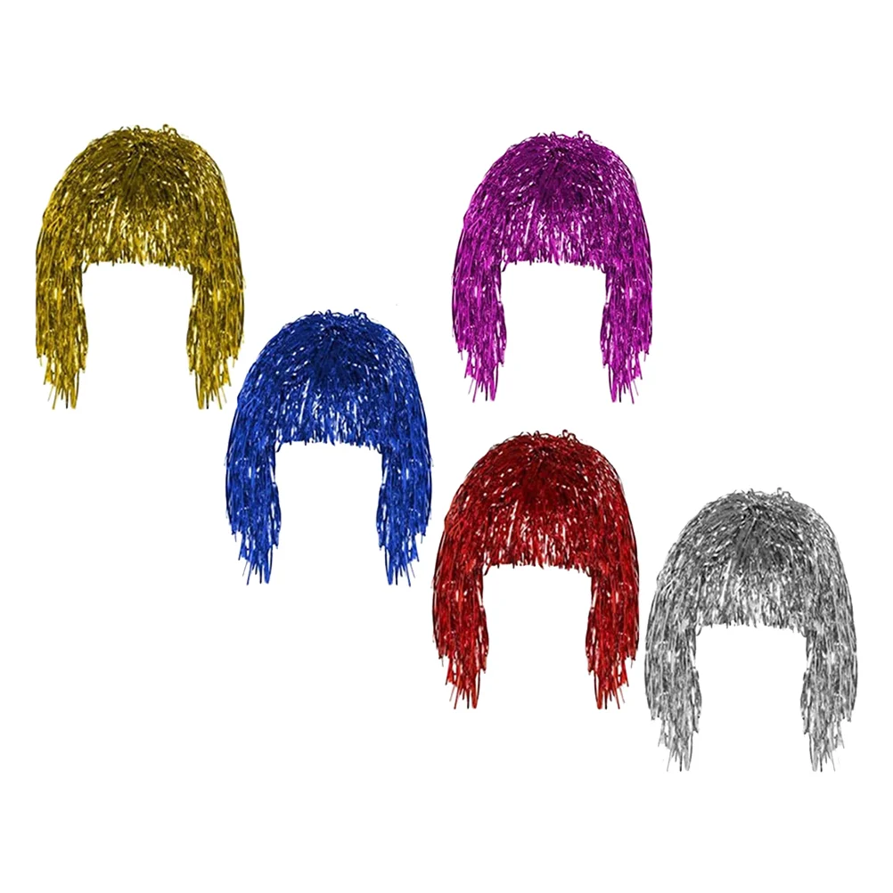 

Rain Short Wigs Party Hair Decor Durable Unisex Cosplay Fake Colorful Women False Replacement