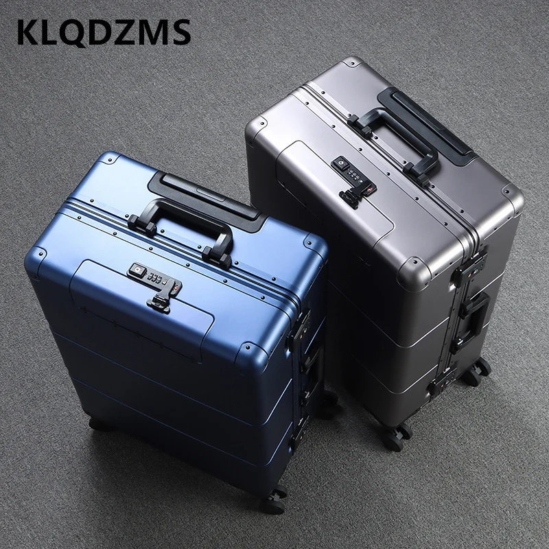 KLQDZMS-고품질 알루미늄 마그네슘 합금 비즈니스 트롤리 여행 가방 탑승 암호 케이스, 202428 인치, 수하물