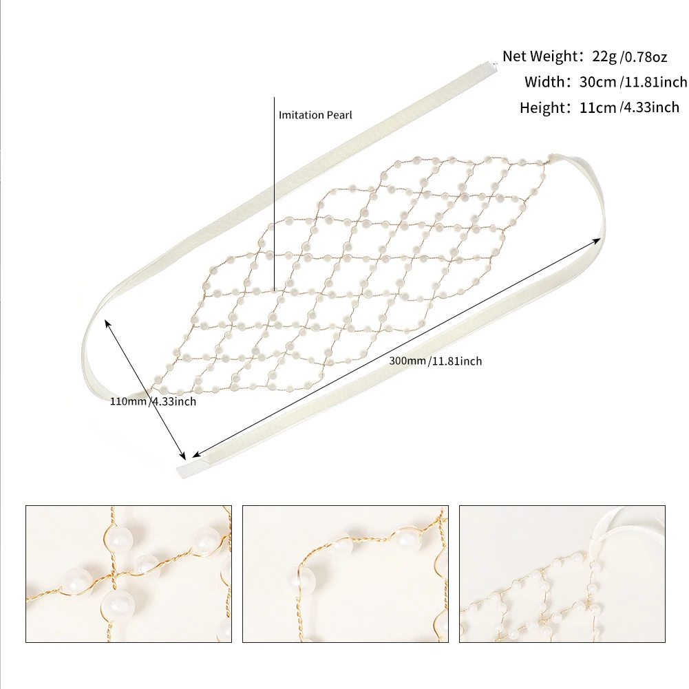 Fashion Pearl Hair Net Trendy Bride Wedding Hair Bands Sparkling Crystal Jewelry Crown Accessories For Women