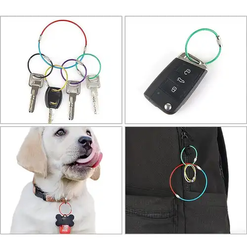 50~10pcs 10/15CM Stainless Steel Keychain Tag Rope Wire Cable Loop Screw Lock Gadget Rings Key Keyring Circle Camp Rope Fittings - Image 3
