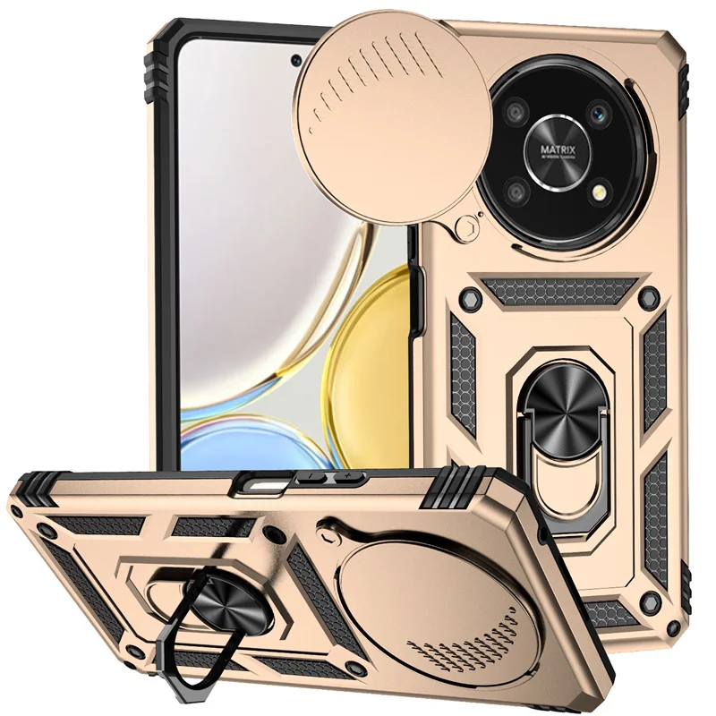 Shockproof Armor Ring Phone Case with Lens Protection for Honor Magic4 Lite 5G and X9