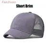Short Brim Baseball Cap for Men Summer Cap Mesh Sun Hats for Women Solid Color Casual Cotton Summer Hats 2