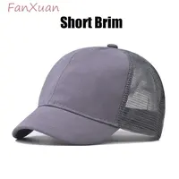 Short Brim Baseball Cap for Men Summer Cap Mesh Sun Hats for Women Solid Color Casual Cotton Summer Hats 2