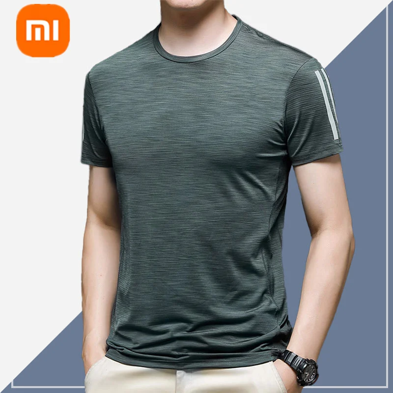 

NEW Xiaomi YOUPIN men's three-bar ice silk T-shirt quick-drying breathable sweat-absorbing skin-friendly sports short sleeve