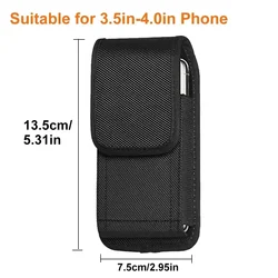 Outdoor Nylon Cell Phone Holster with Buckle - Portable Wallet & Card Holder Waist Pack (Black 13.5x7.5cm)