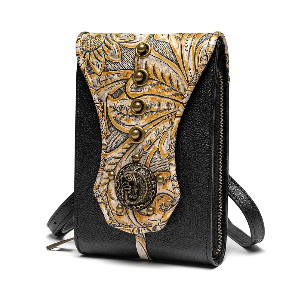 

2023 New High end Luxury Medieval Classic Top Layer willow nail Women's Genuine Leather One Shoulder Crossbody bag