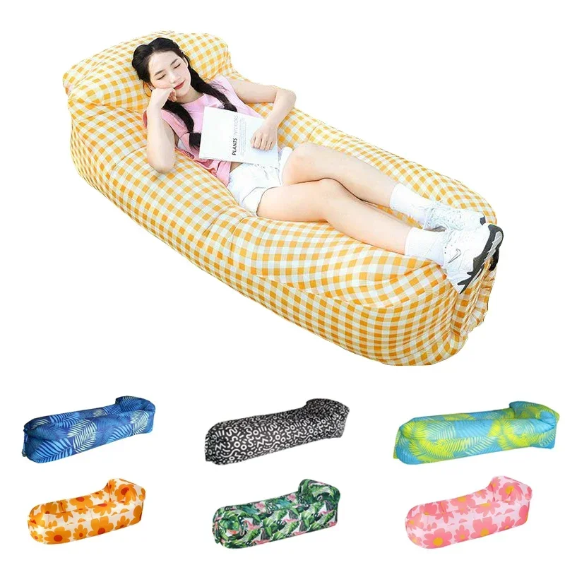 Beach Lounger Air Portable Inflatable Sofa Bed Furniture Rest Reclining Chair Camping Equipment 2 Seat Outdoor Garden Loungers