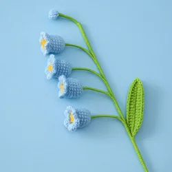 Crochet Bell Orchid Bouquet - Handmade Faux Floral Decor (Blue)