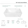 60" Acrylic Bathtub with Fiberglass and Resin Reinforcement，Three Wall Alcove Installation with Tile Flange，Alcove Bathtub 4
