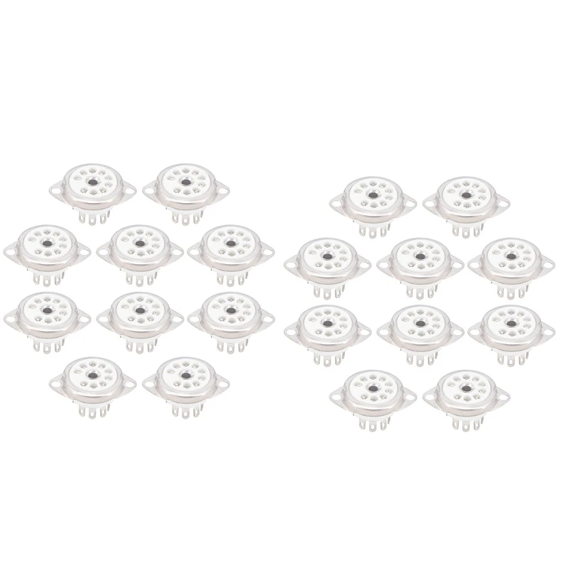 20 Pz Ceramica B9A Placcato Argento 9Pin Tubo A Vuoto Presa Pannello Montaggio Telaio Per Ecc81 Ecc82 Ecc83 El84 6922 Tubo A Vuoto