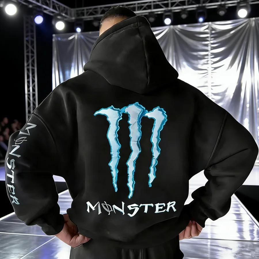 Monster Energy Hoodies – Charcoal Gray Streetwear Pullover For Men & Women