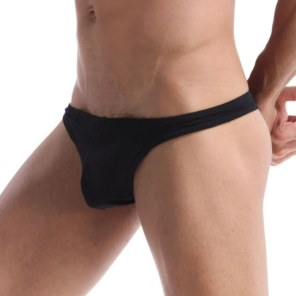 

Men U Convex Pouch Thong Briefs Sexy Low-rise Panties Solid Color Breathable Comfy G String Underwear Shorts Soft Lingerie