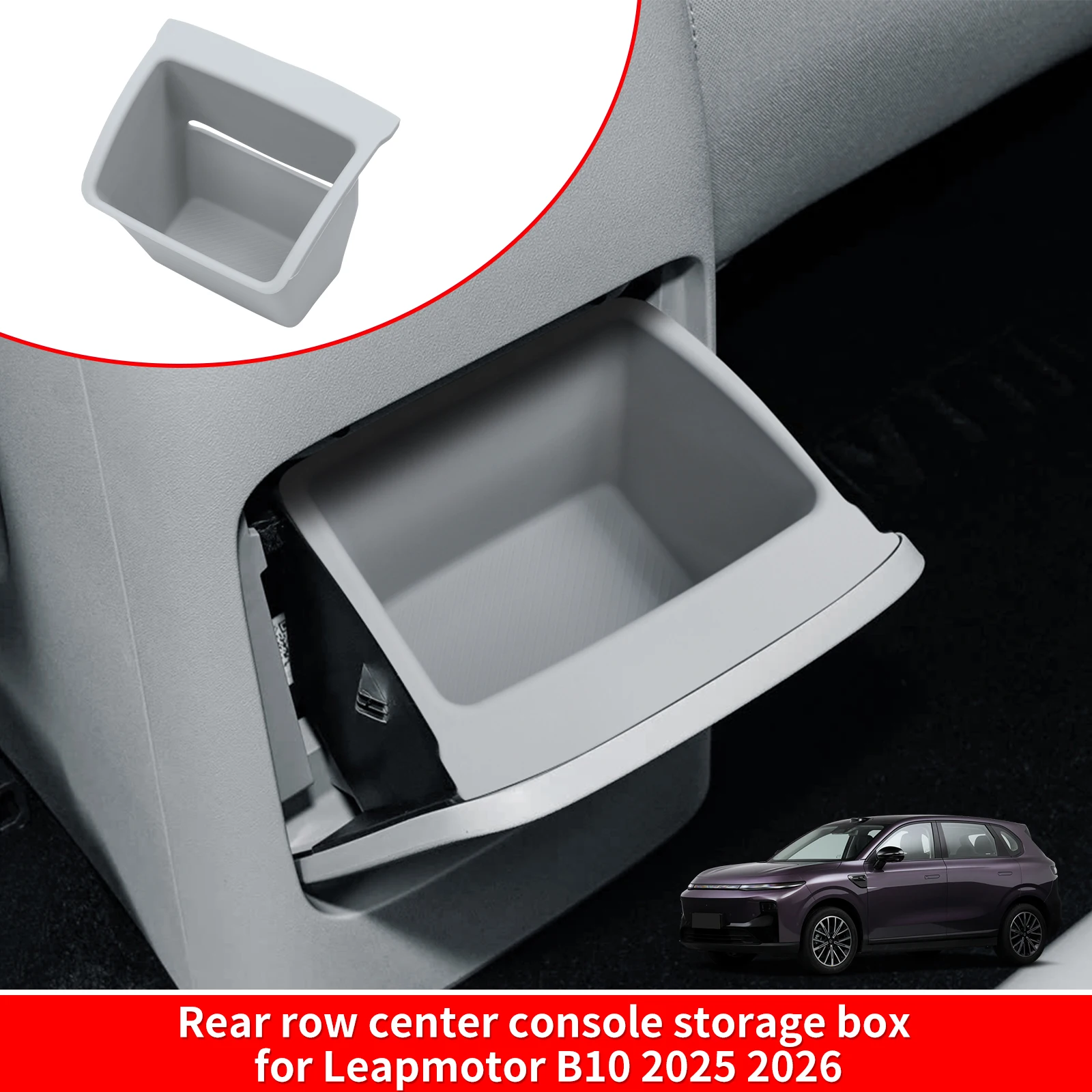 ZUNDUO für Leapmotor B10 2025 2026 Auto-Armlehnenbox, hintere Ablage, Silikon-Organizer, Innenzubehör, Aufräumen – Detail 1
