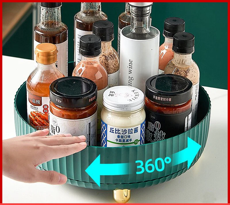 

Kitchen storage multifunctional rotating storage rack seasoning rack seasoning box supplies household artifact turntable