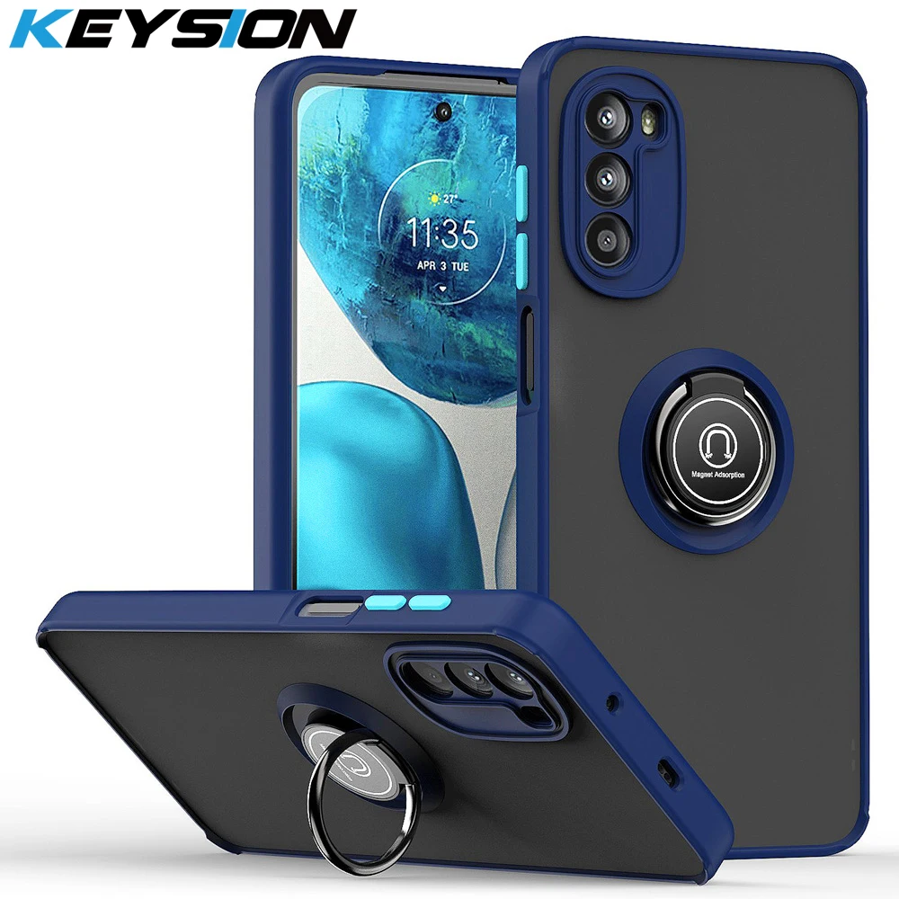 KEYSION Matte Case for Motorola MOTO G52 G71 G51 5G G41 G31 G50 G60 S Transparent Shockproof Ring Phone Cover for MOTO G_voghion.com