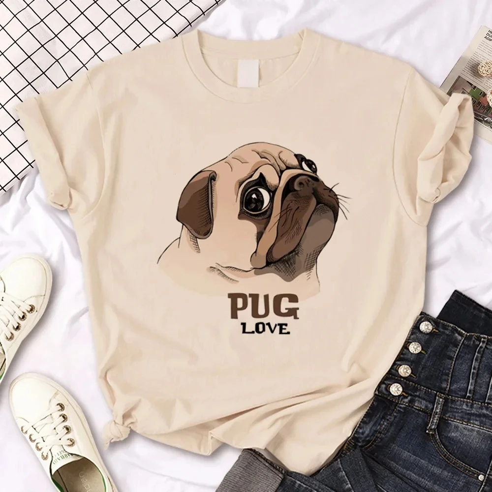 Mops T-shirt Frauen Anime T-shirts Weibliche Japanische Kleidung T-shirts 2025, Sommer Frauen Dame Grundlegende Streetwear Grafik T Shirts Y2K